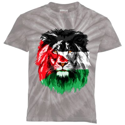 Flag Of Palestine Lion Face Palestine Flag Kids Tie-Dye T-Shirt