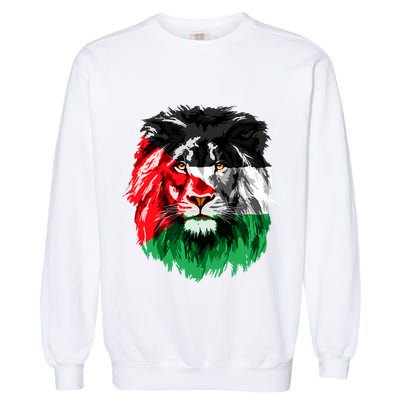 Flag Of Palestine Lion Face Palestine Flag Garment-Dyed Sweatshirt