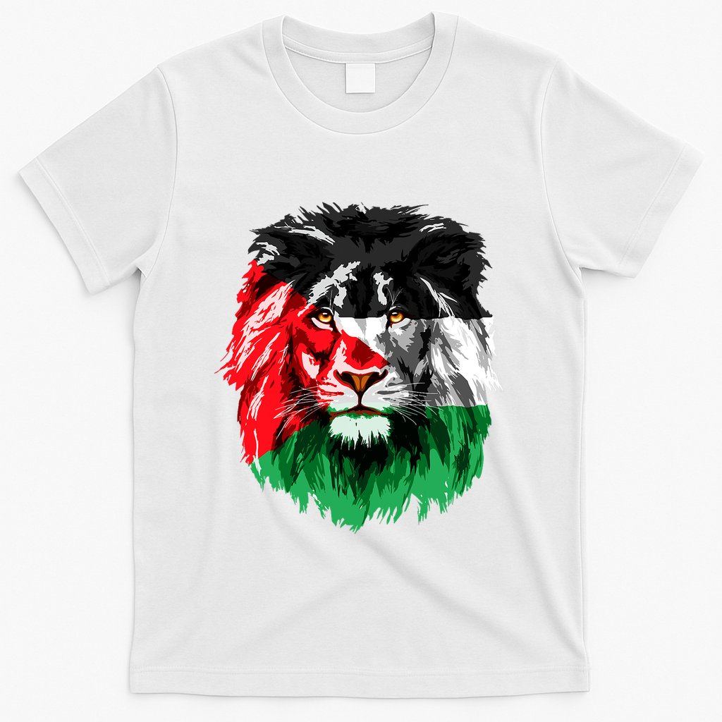Flag Of Palestine Lion Face Palestine Flag T-Shirt