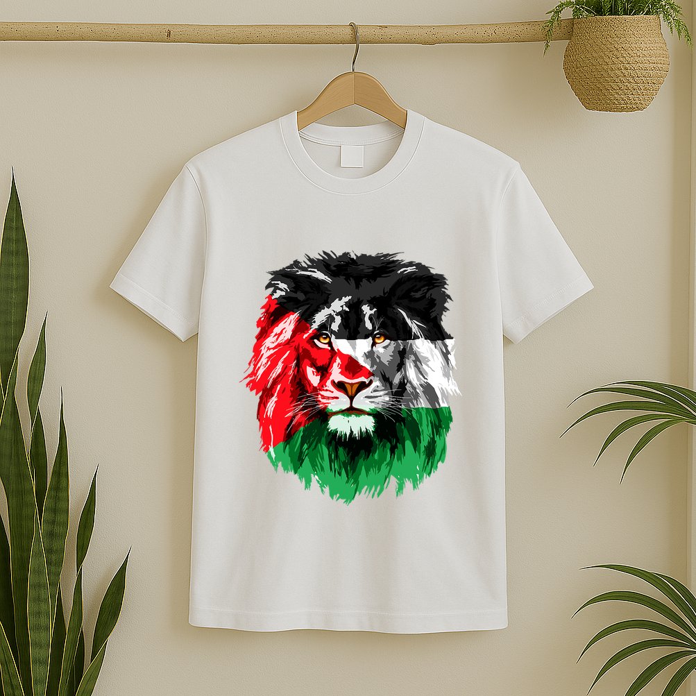 Flag Of Palestine Lion Face Palestine Flag T-Shirt