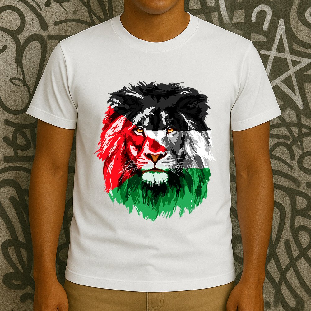 Flag Of Palestine Lion Face Palestine Flag T-Shirt