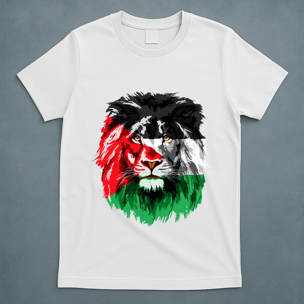 Flag Of Palestine Lion Face Palestine Flag T-Shirt