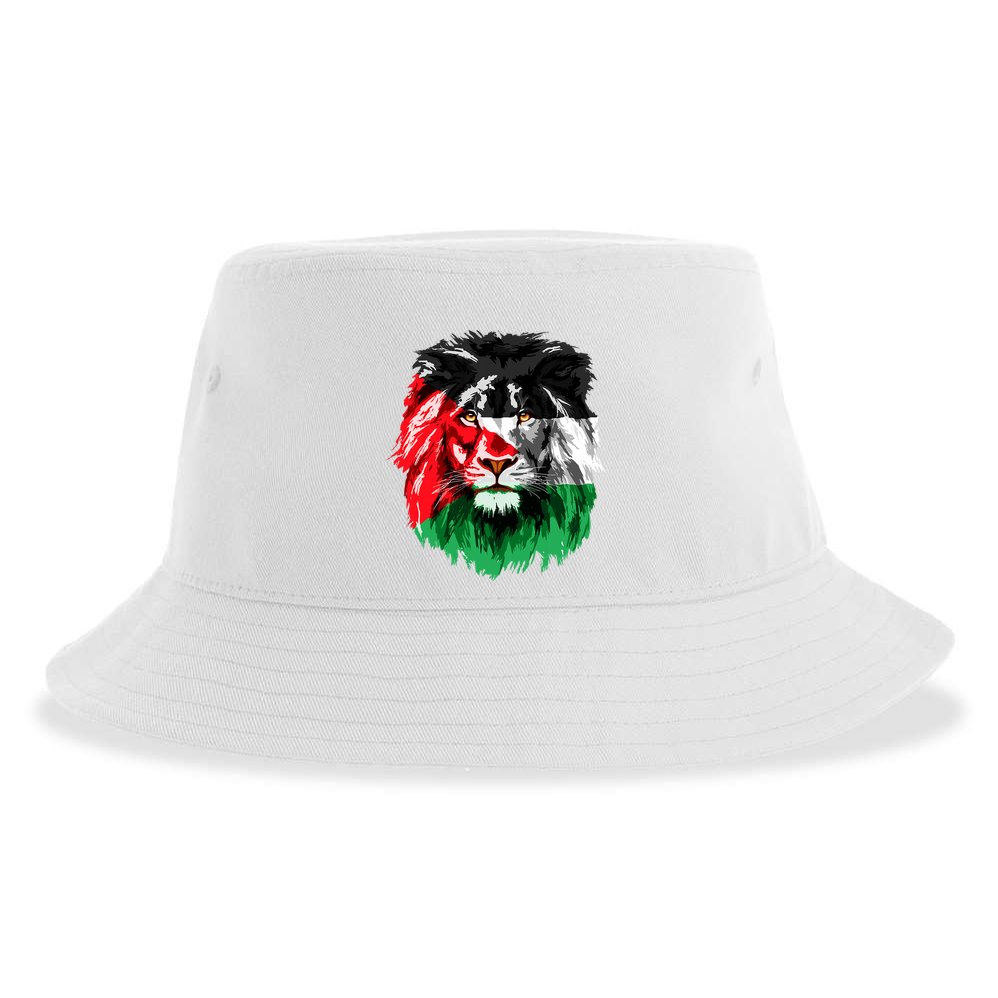 Flag Of Palestine Lion Face Palestine Flag Sustainable Bucket Hat