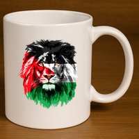 Flag Of Palestine Lion Face Palestine Flag 11oz C Handle Ceramic Mug
