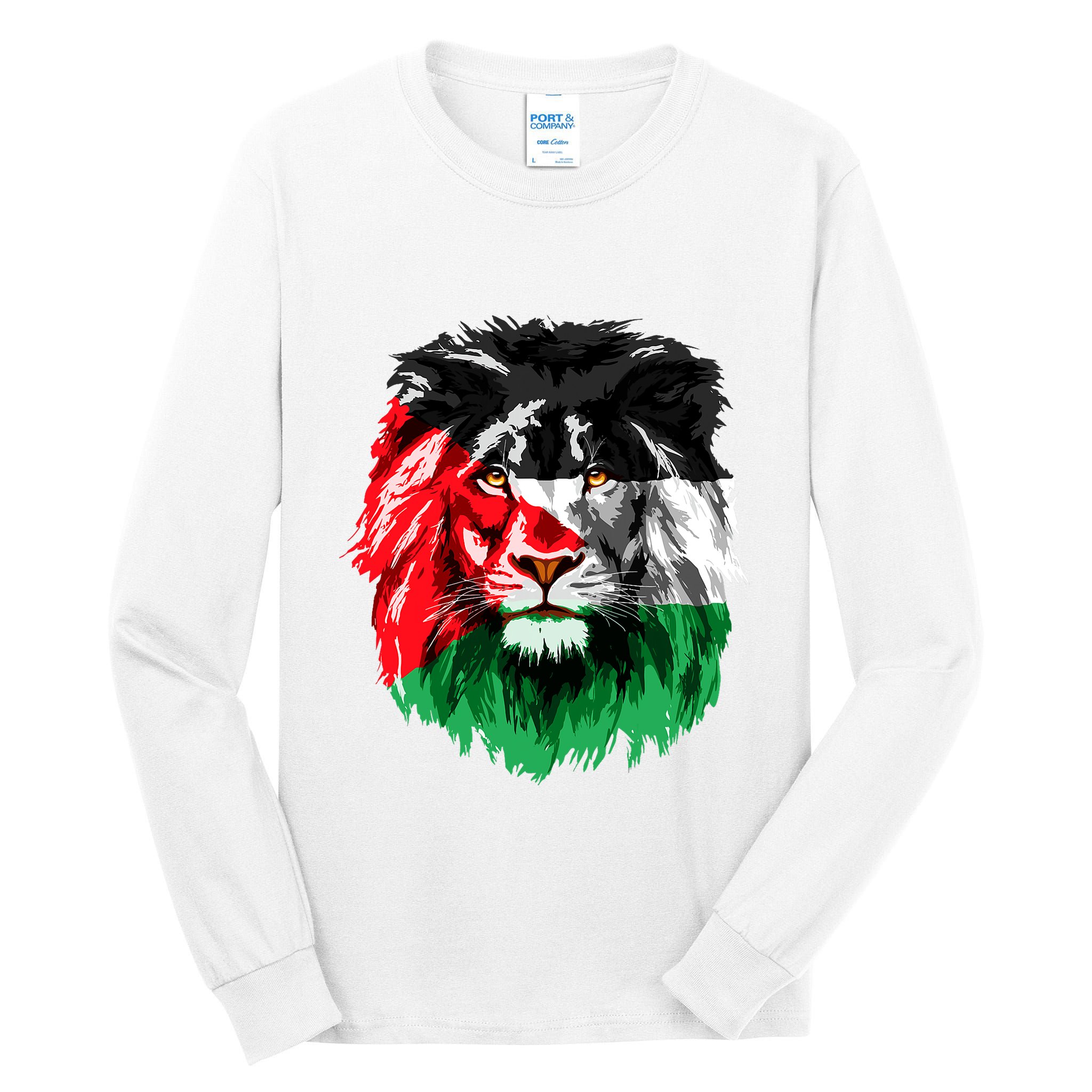 Flag Of Palestine Lion Face Palestine Flag Tall Long Sleeve T-Shirt