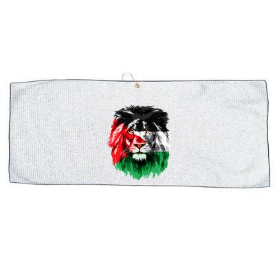 Flag Of Palestine Lion Face Palestine Flag Large Microfiber Waffle Golf Towel