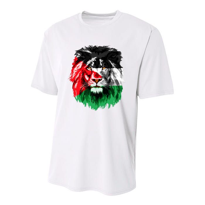 Flag Of Palestine Lion Face Palestine Flag Youth Performance Sprint T-Shirt