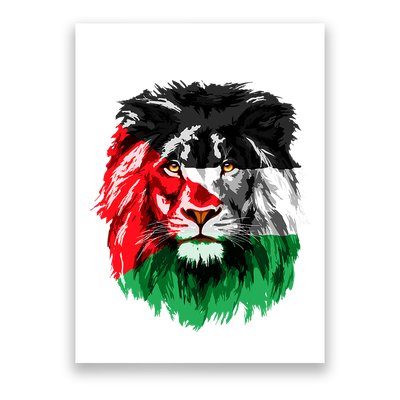 Flag Of Palestine Lion Face Palestine Flag Poster