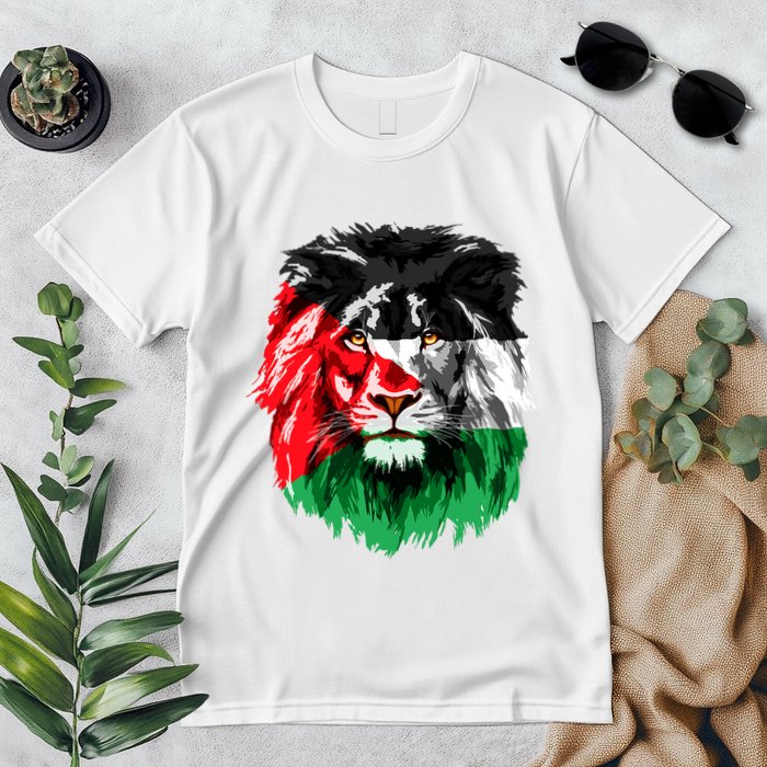 Flag Of Palestine Lion Face Palestine Flag Premium T-Shirt
