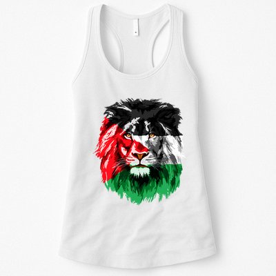 Flag Of Palestine Lion Face Palestine Flag Womens Tank Top