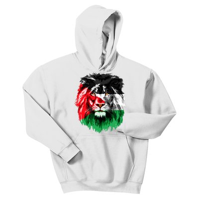 Flag Of Palestine Lion Face Palestine Flag Kids Hoodie