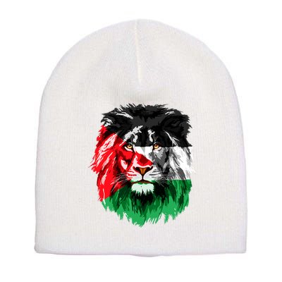 Flag Of Palestine Lion Face Palestine Flag Short Acrylic Beanie
