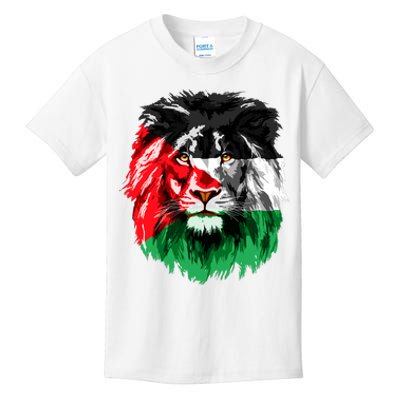 Flag Of Palestine Lion Face Palestine Flag Kids T-Shirt