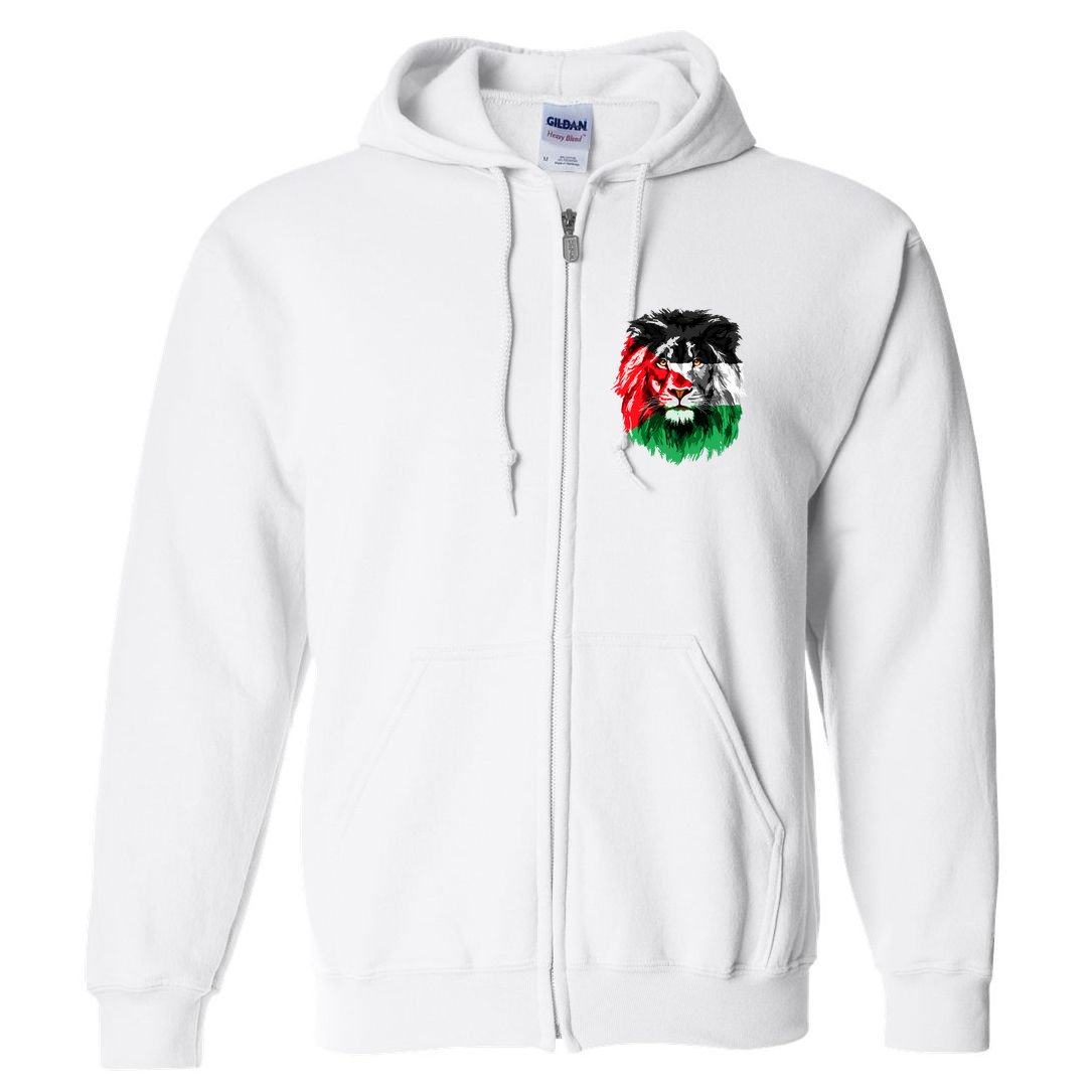 Flag Of Palestine Lion Face Palestine Flag Full Zip Hoodie