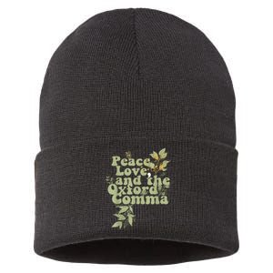 Funny OxfordComma Peace Love And The OxfordComma Grammar Sustainable Knit Beanie