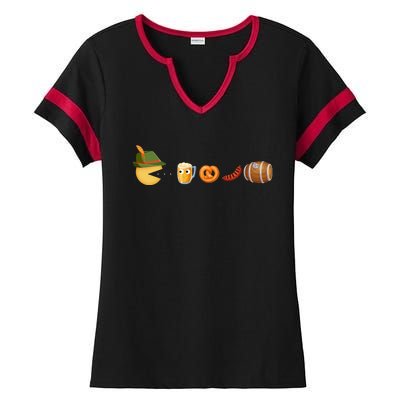 Funny Oktoberfest Pac Man Game Ladies Halftime Notch Neck Tee