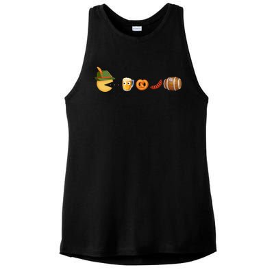 Funny Oktoberfest Pac Man Game Ladies PosiCharge Tri-Blend Wicking Tank