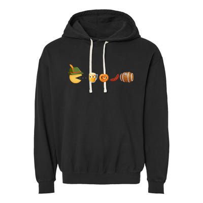 Funny Oktoberfest Pac Man Game Garment-Dyed Fleece Hoodie