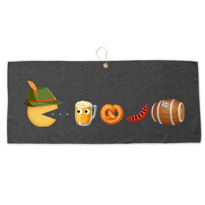 Funny Oktoberfest Pac Man Game Large Microfiber Waffle Golf Towel