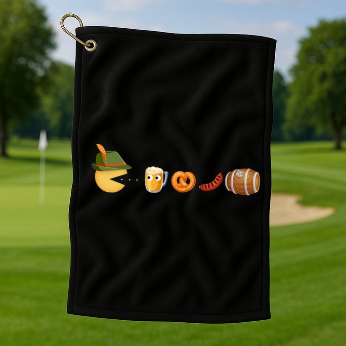 Funny Oktoberfest Pac Man Game Golf Towel