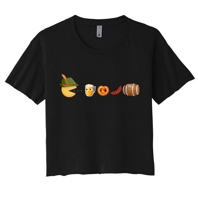 Funny Oktoberfest Pac Man Game Crop Top