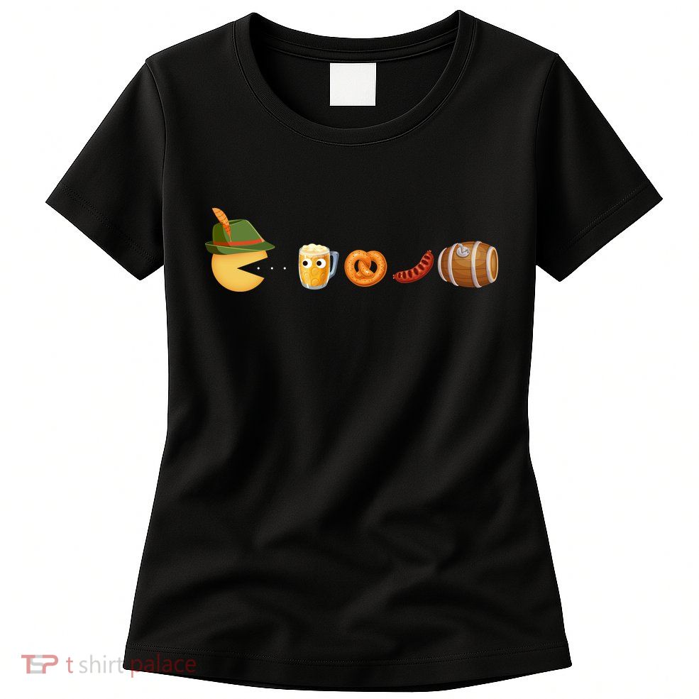 Funny Oktoberfest Pac Man Game Womens T-Shirt