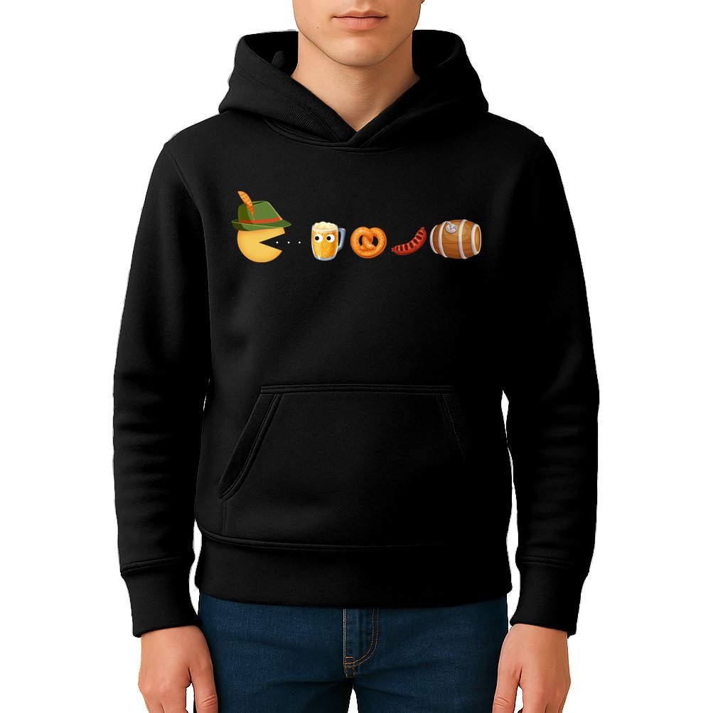 Funny Oktoberfest Pac Man Game Kids Hoodie