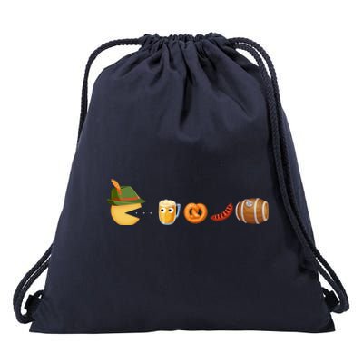 Funny Oktoberfest Pac Man Game Drawstring Bag