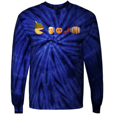 Funny Oktoberfest Pac Man Game Tie-Dye Long Sleeve Shirt