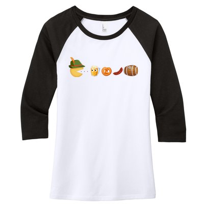 Funny Oktoberfest Pac Man Game Women's Tri-Blend 3/4-Sleeve Raglan Shirt