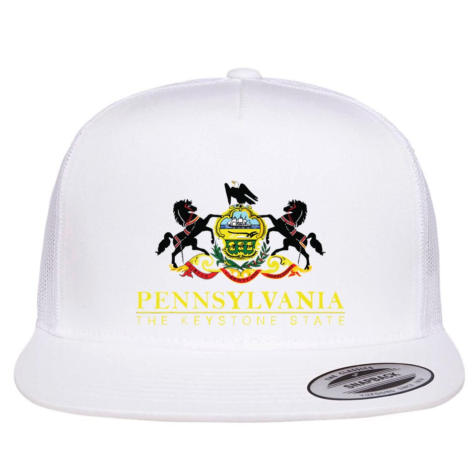 Flag Of Pennsylvania The Keystone State Philadelphia Flat Bill Trucker Hat