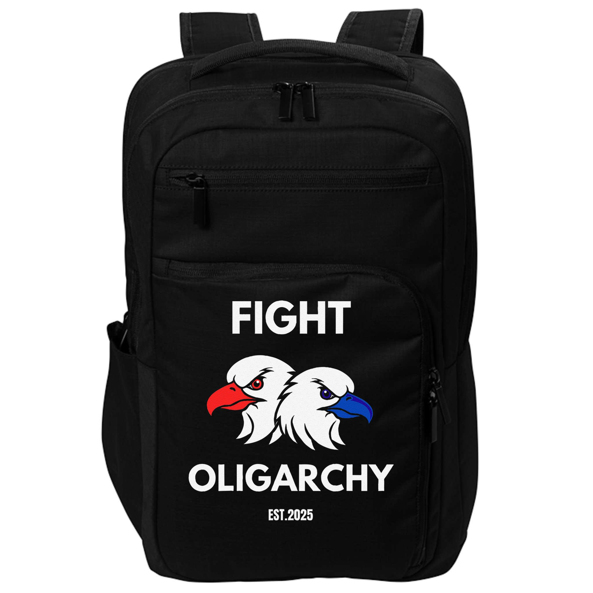 Fight Oligarchy Patriotic Quotes 2025 Anti Corruption Impact Tech Backpack