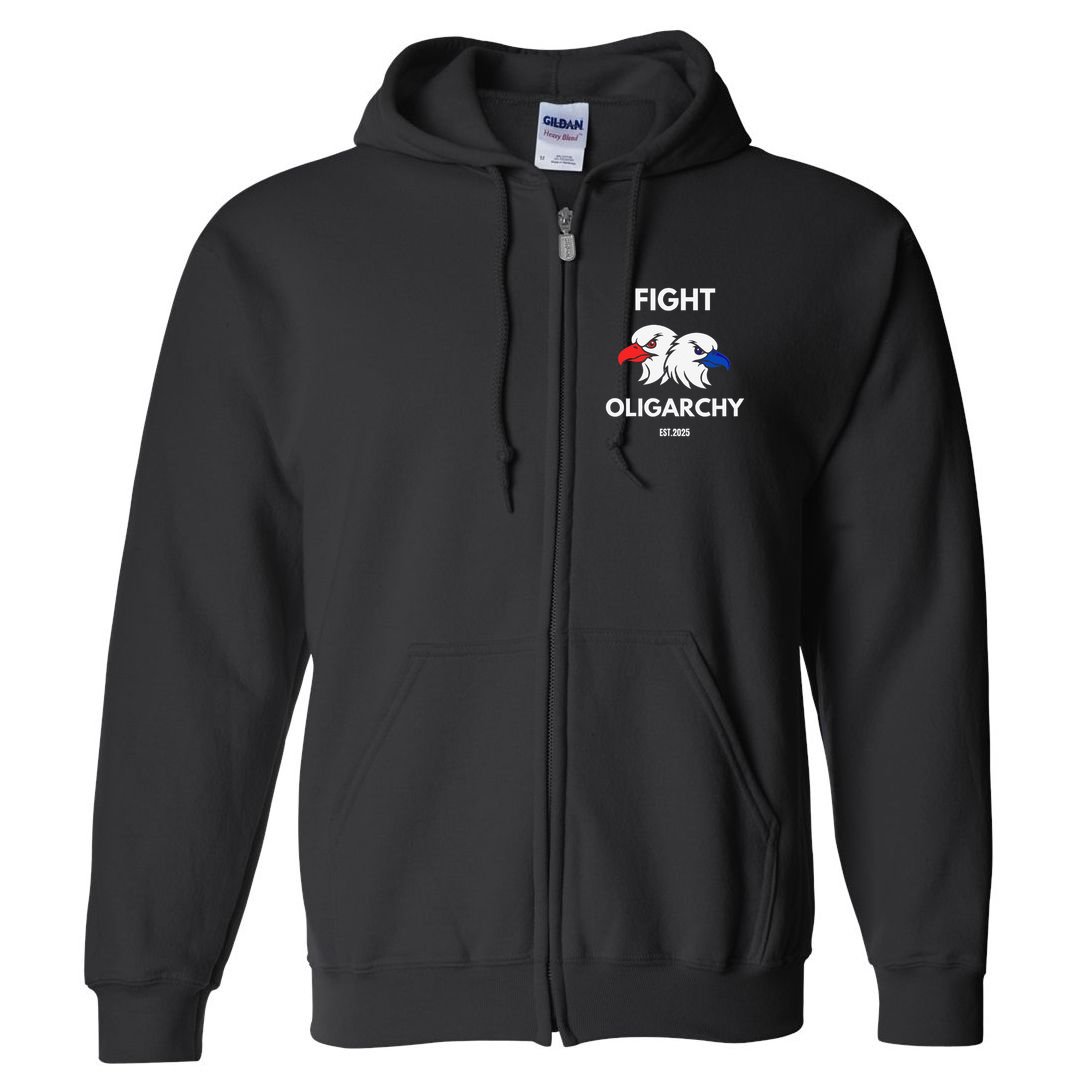 Fight Oligarchy Patriotic Quotes 2025 Anti Corruption Full Zip Hoodie