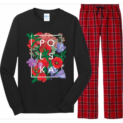 Flowers Of Poland Word Art Gift Polska Polish Pride Cool Gift Long Sleeve Pajama Set