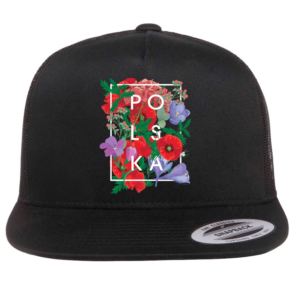 Flowers Of Poland Word Art Gift Polska Polish Pride Cool Gift Flat Bill Trucker Hat