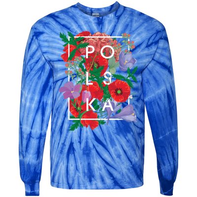 Flowers Of Poland Word Art Gift Polska Polish Pride Cool Gift Tie-Dye Long Sleeve Shirt