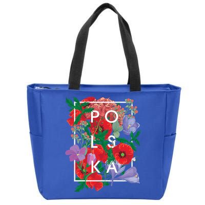 Flowers Of Poland Word Art Gift Polska Polish Pride Cool Gift Zip Tote Bag
