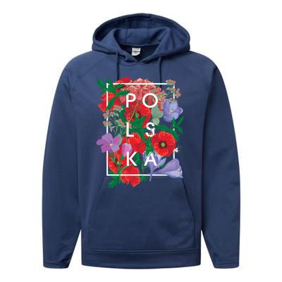 Flowers Of Poland Word Art Gift Polska Polish Pride Cool Gift Performance Fleece Hoodie