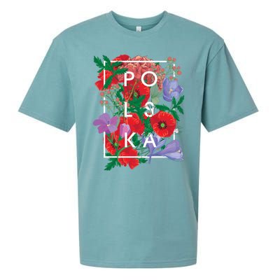 Flowers Of Poland Word Art Gift Polska Polish Pride Cool Gift Sueded Cloud Jersey T-Shirt