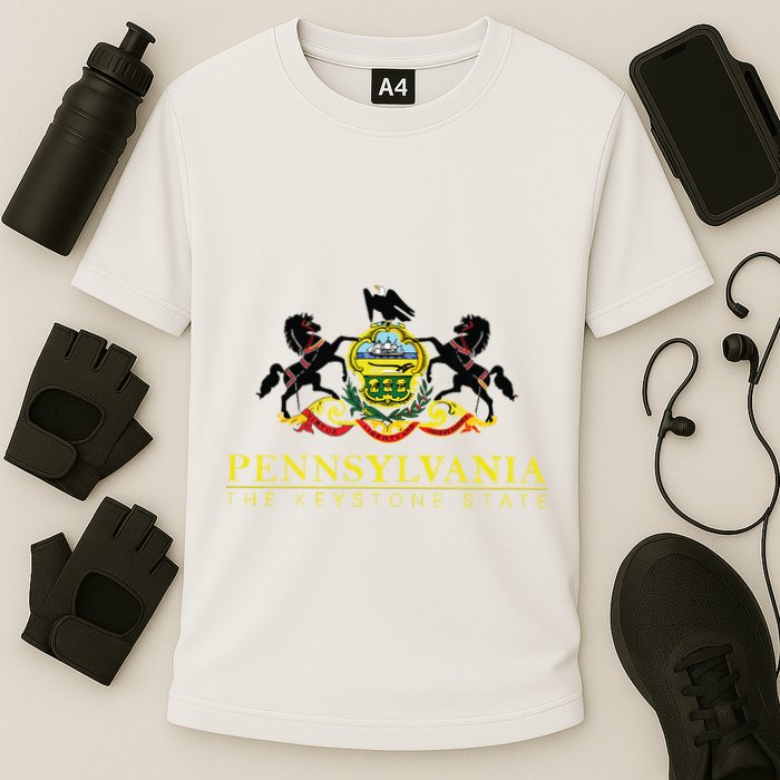 Flag Of Pennsylvania The Keystone State Philadelphia Cooling Performance Crew T-Shirt