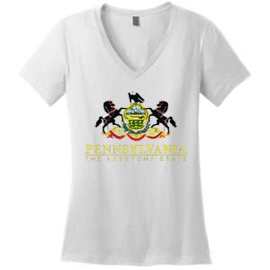 Flag Of Pennsylvania The Keystone State Philadelphia Women's V-Neck T-Shirt