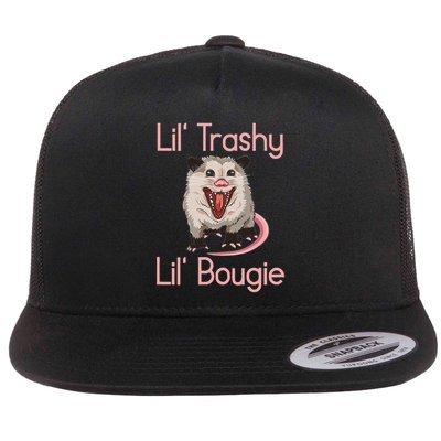 Funny Opossum Possum Little Trashy Little Bougie Flat Bill Trucker Hat