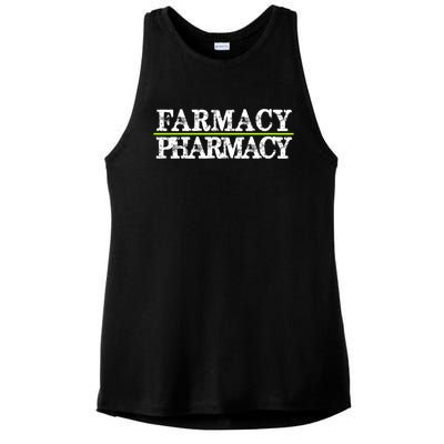 Farmacy Over Pharmacy Vegan Activism Go Vegan Gift Ladies PosiCharge Tri-Blend Wicking Tank