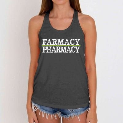 Farmacy Over Pharmacy Vegan Activism Go Vegan Gift Women's Knotted Racerback Tank