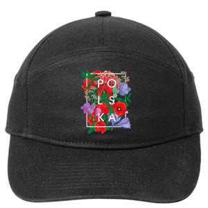 Flowers Of Poland Word Art Polska Polish Pride 7-Panel Snapback Hat