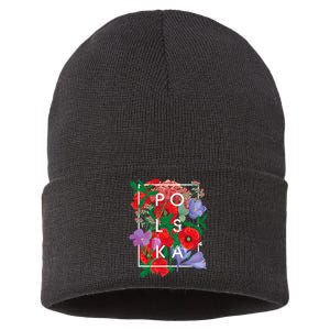 Flowers Of Poland Word Art Polska Polish Pride Sustainable Knit Beanie