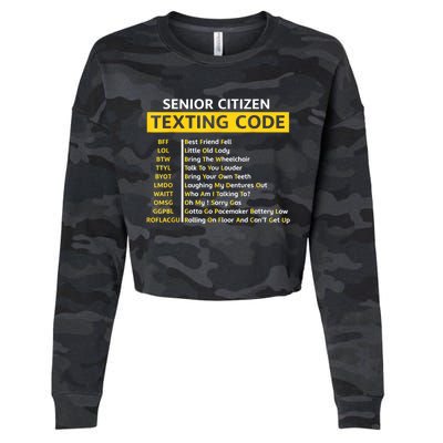 Funny Old People Senior Citizen Texting Code Gift Cropped Pullover Crew