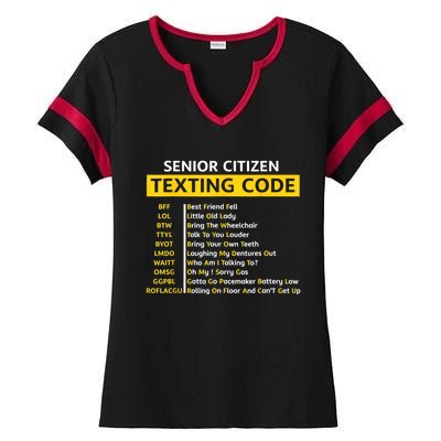 Funny Old People Senior Citizen Texting Code Gift Ladies Halftime Notch Neck Tee