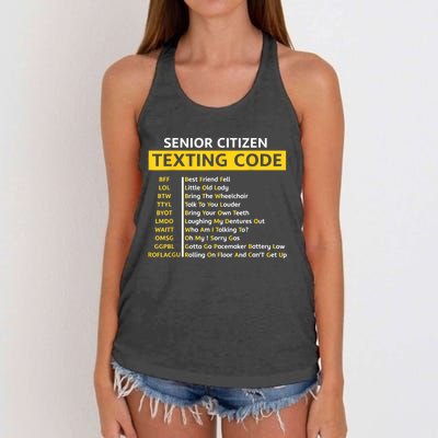 Funny Old People Senior Citizen Texting Code Gift Women's Knotted Racerback Tank