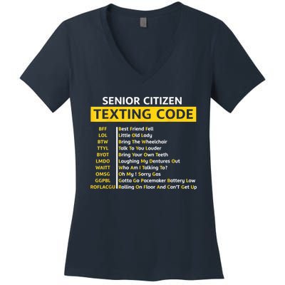 Funny Old People Senior Citizen Texting Code Gift Women's V-Neck T-Shirt